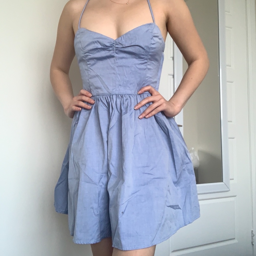 American Apparel Denim Blue Tie Back Dress